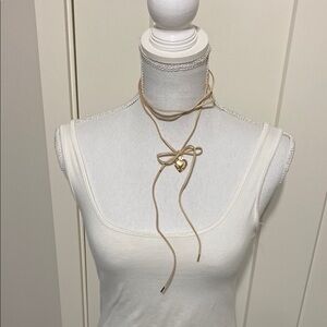 NWOT Tan & Gold Tone Heart Locket Necklace!